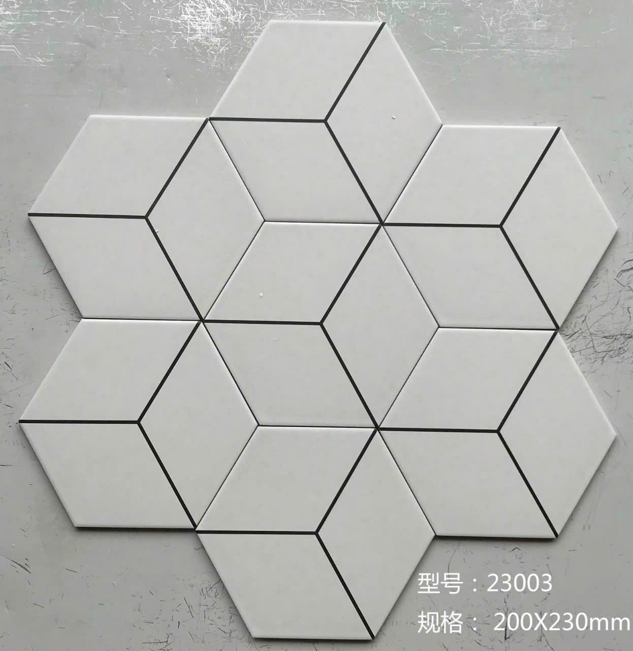 Gạch Lục Giác 3D Màu Trắng 23003